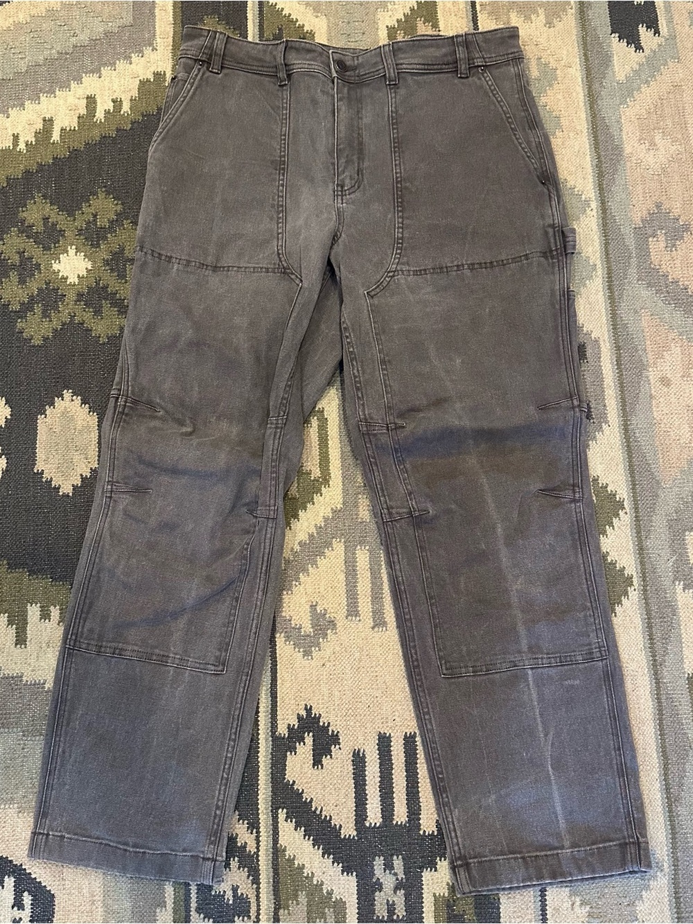 Duluth Women's VintageFlex Fire Hose High Rise Straight Leg Work Pants Gray 16